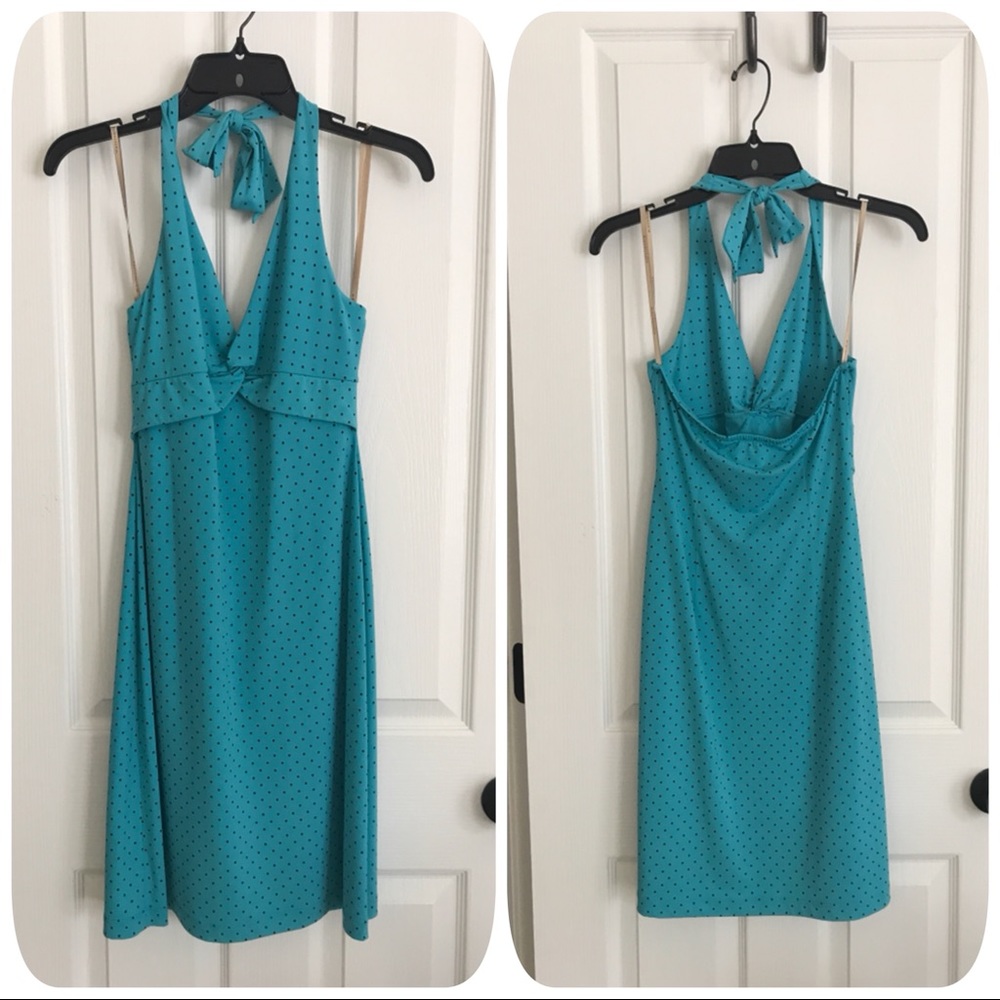 BCBGMaxAzria Dress S Aqua Polka Dots